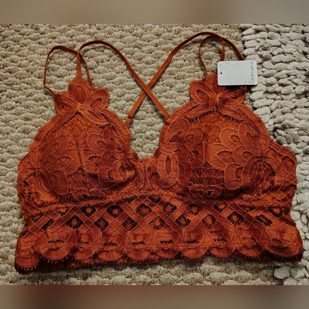 Anemone Lace Bralette in Warm Rust